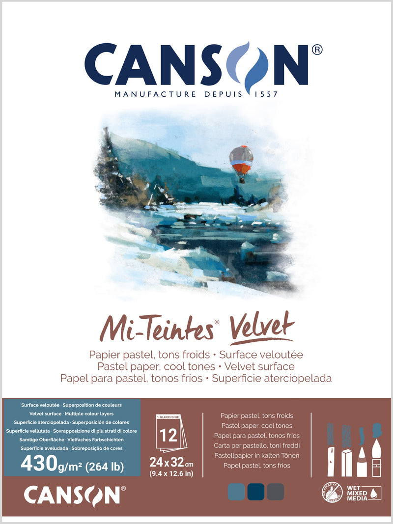 Canson Mi-Teintes Velvet 430gsm Pastel Paper Pads Cool Tones