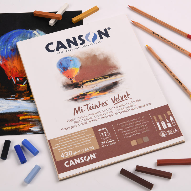 Canson Mi-Teintes Velvet 430gsm Pastel Paper Pads Brown Tones