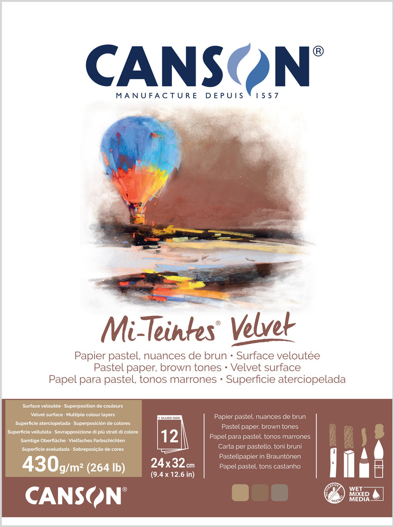 Canson Mi-Teintes Velvet 430gsm Pastel Paper Pads Brown Tones