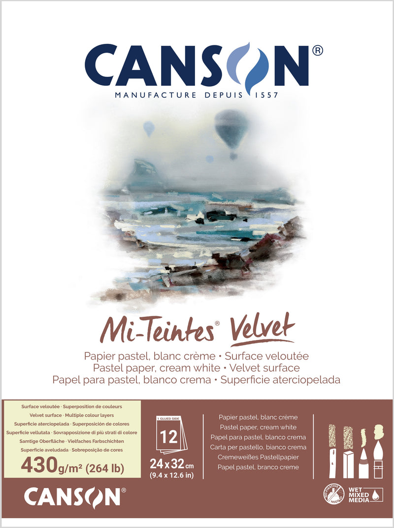 Canson Mi-Teintes Velvet 430gsm Pastel Paper Pads Cream White