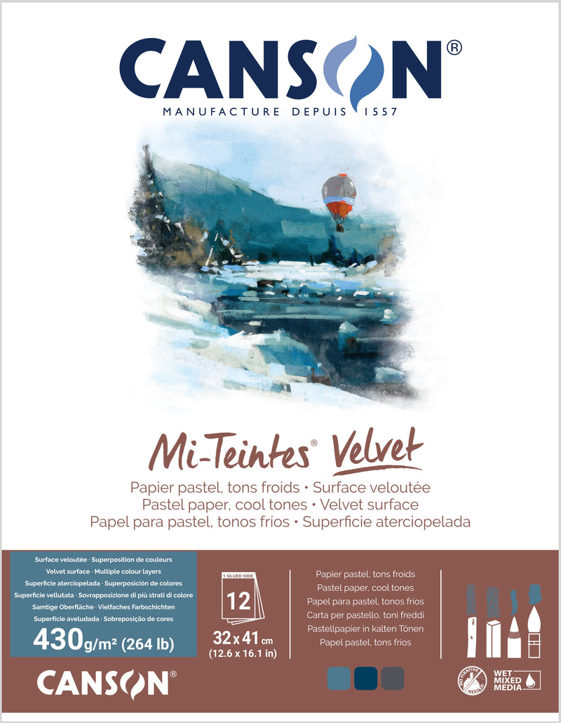 Canson Mi-Teintes Velvet 430gsm Pastel Paper Pads Cool Tones