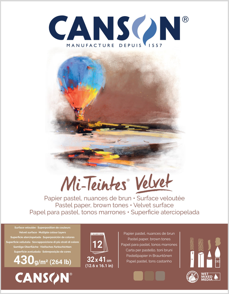 Canson Mi-Teintes Velvet 430gsm Pastel Paper Pads Brown Tones
