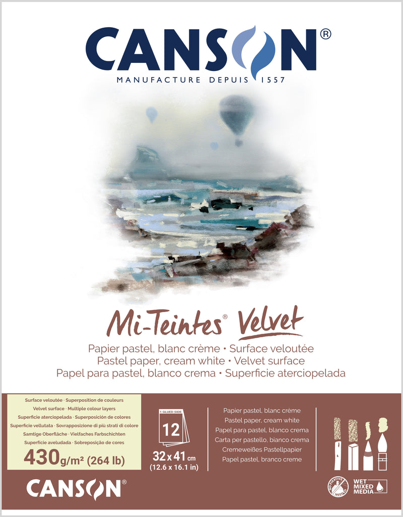 Canson Mi-Teintes Velvet 430gsm Pastel Paper Pads Cream White