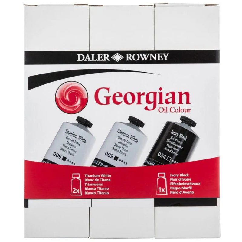 Georgian Oil Paint Titanium White & Ivory Black 225ml Set