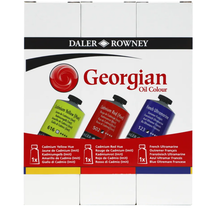 Georgian Oil Paint French Ultra/Cad Red Hue/Cad Yelow Hue 3 Pack 225ml Set