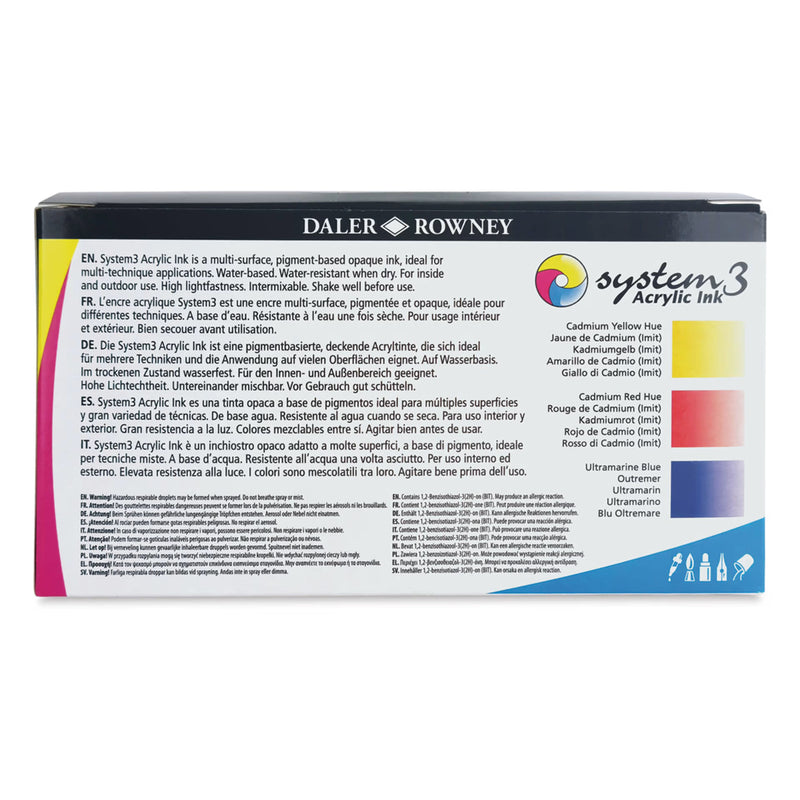 FILA NEW FILA NEW System 3 Ink Introduction Set + 1 Marker Daler Rowney System 3 Acrylic Ink Set