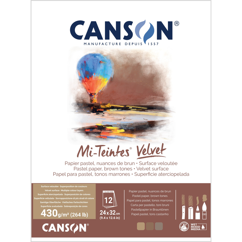 Canson Mi-Teintes Velvet 430gsm Pastel Paper Pads Brown Tones