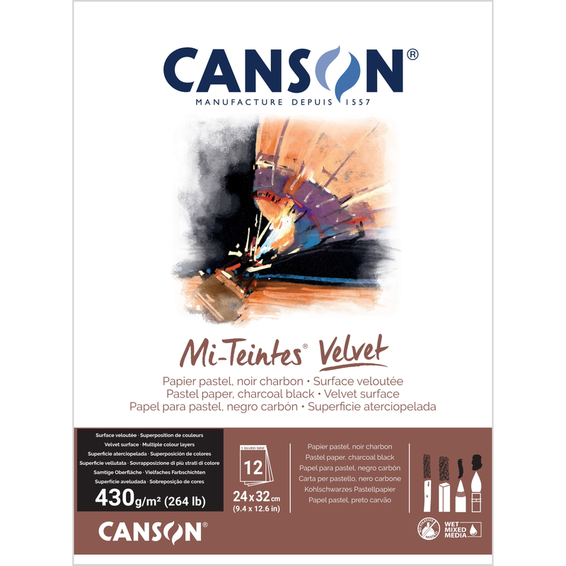 Canson Mi-Teintes Velvet 430gsm Pastel Paper Pads Charcoal Black