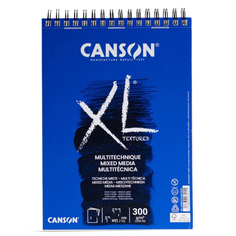 CANSON XL FILA NEW A5 - 14.8 x 21 cm - Spiral pad (15 sheets) Canson XL® Mixed Media Textured 300gsm