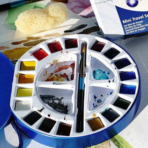 DALER ROWNEY DALER ROWNEY Daler Rowney Aquafine Travel Tin 18 Half Pans + Brush