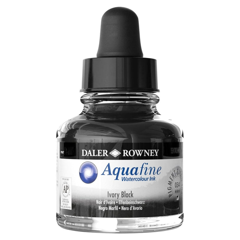 FILA NEW FILA NEW Aquafine 29.5ml Ink Ivory Black Daler Rowney Aquafine Watercolour Ink 29.5ml
