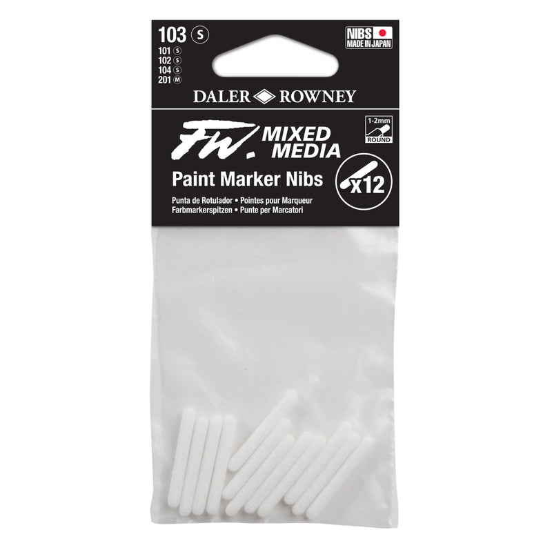 FILA NEW FILA NEW FW Marker Nib Set 3 Round 1-2mm Daler Rowney FW Mixed Nib Sets For Media Paint Markers