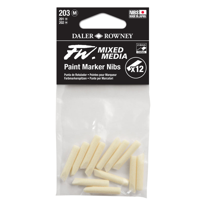 FILA NEW FILA NEW FW Marker Nib Set 6 Chisel 2-6mm Daler Rowney FW Mixed Nib Sets For Media Paint Markers