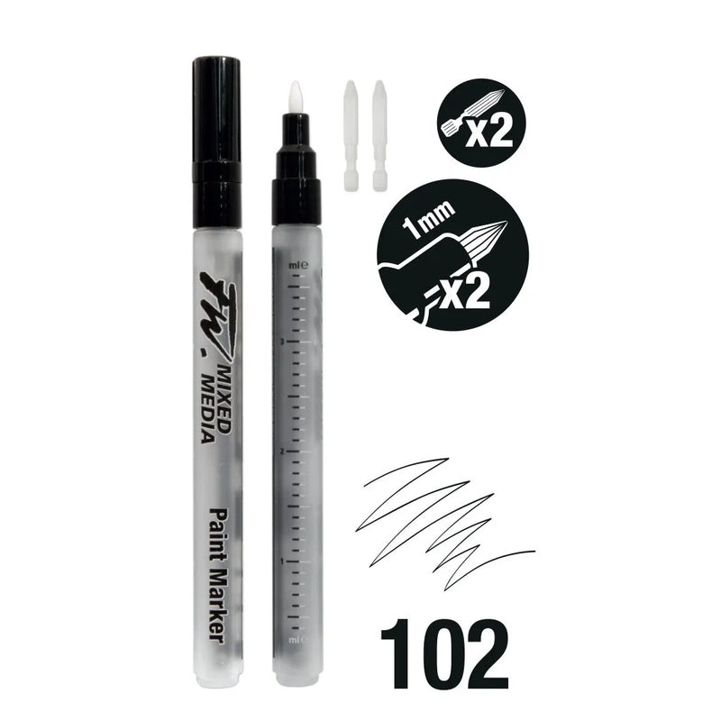 FILA NEW FILA NEW 102 FW Marker Set 2x sm 1mm Hard Point+Nibs Daler Rowney FW Refillable Paint Markers Set