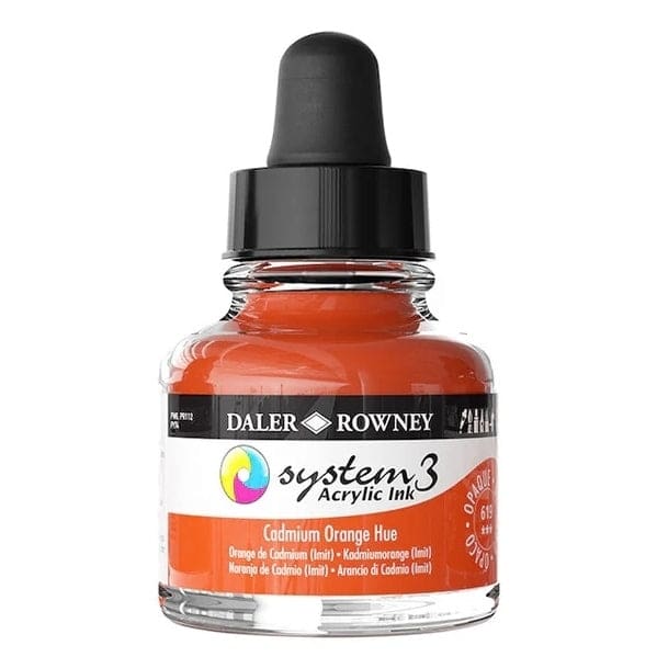 FILA NEW FILA NEW System3 Ink 29.5ml Cadmium Orange Hue Daler-Rowney System 3 Acrylic Ink