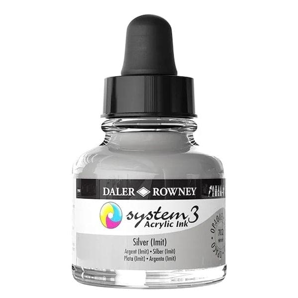 FILA NEW FILA NEW System3 Ink 29.5ml Silver Imit Daler-Rowney System 3 Acrylic Ink
