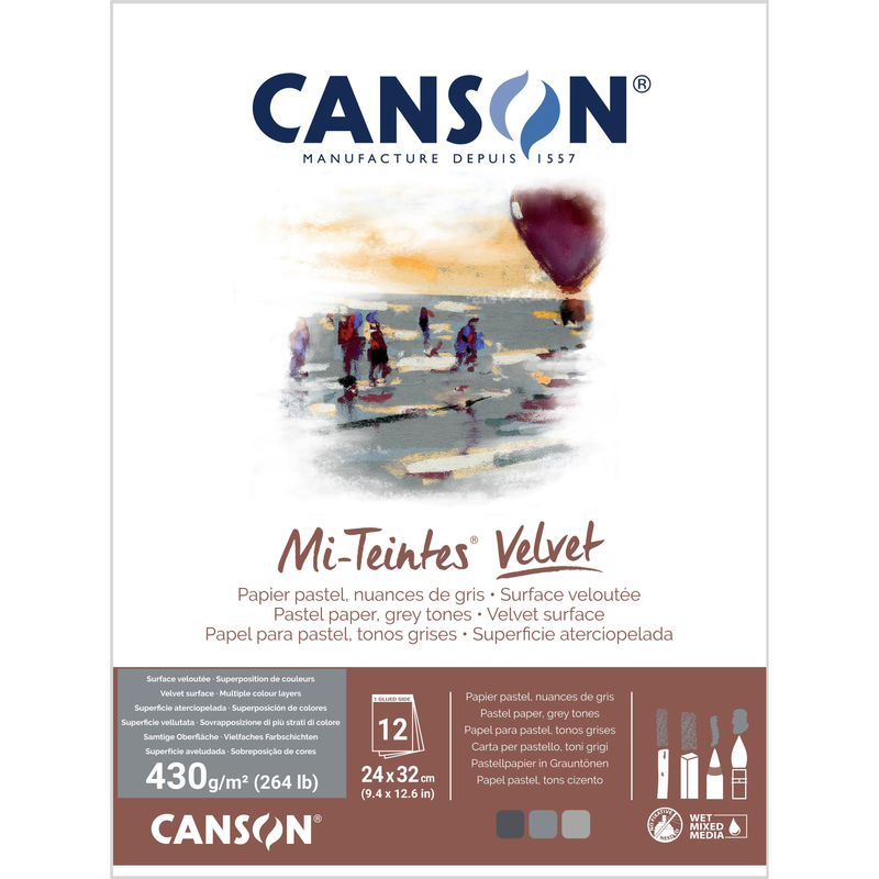 Canson Mi-Teintes Velvet 430gsm Pastel Paper Pads Grey Tones